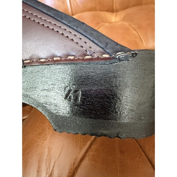 Sven Clog Master Women Eu 41 Burgandy Leather Woven Accent Shoes Wooden Slip On - Picture 9 of 10